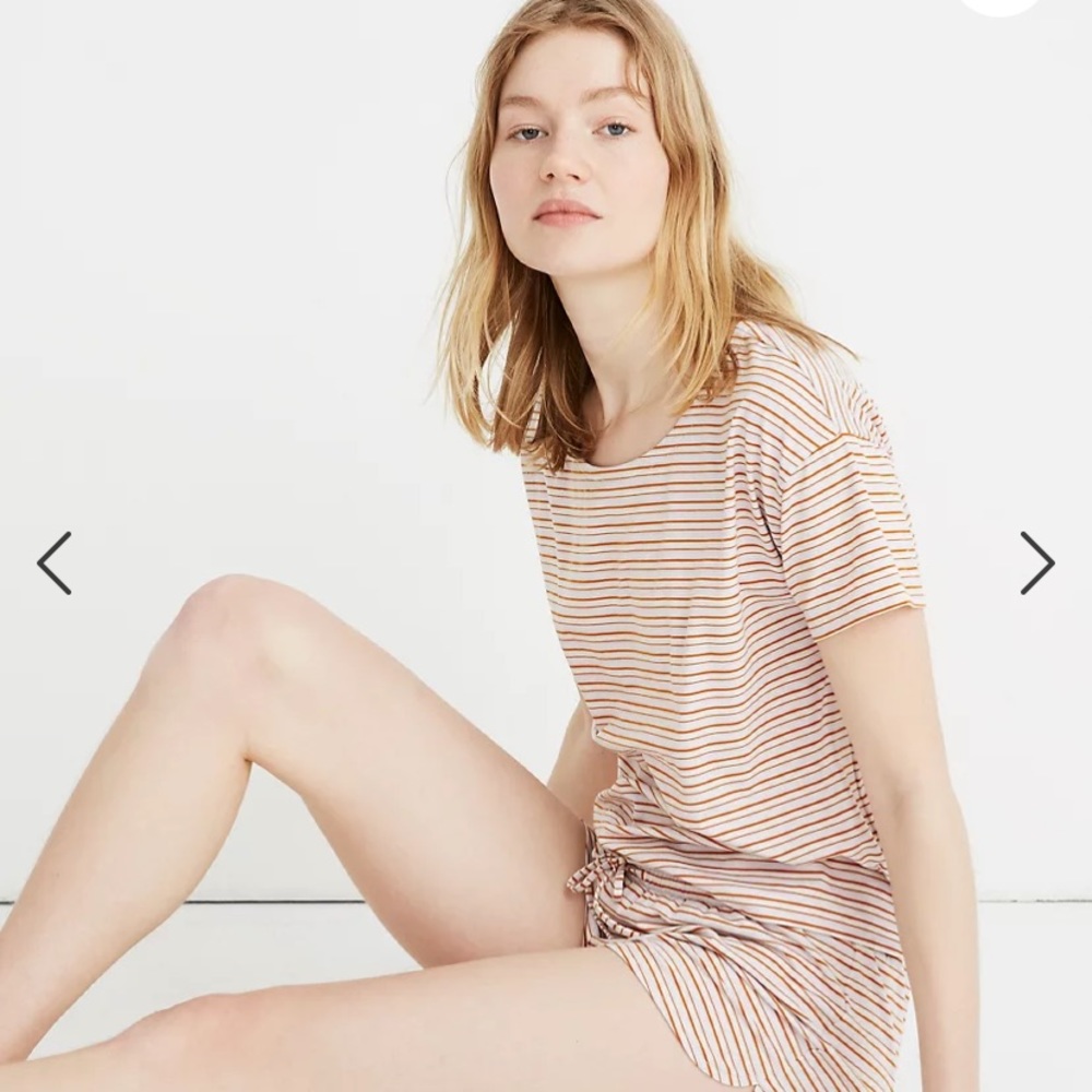 Madewell striped pajama SET shorts/tee-xs
